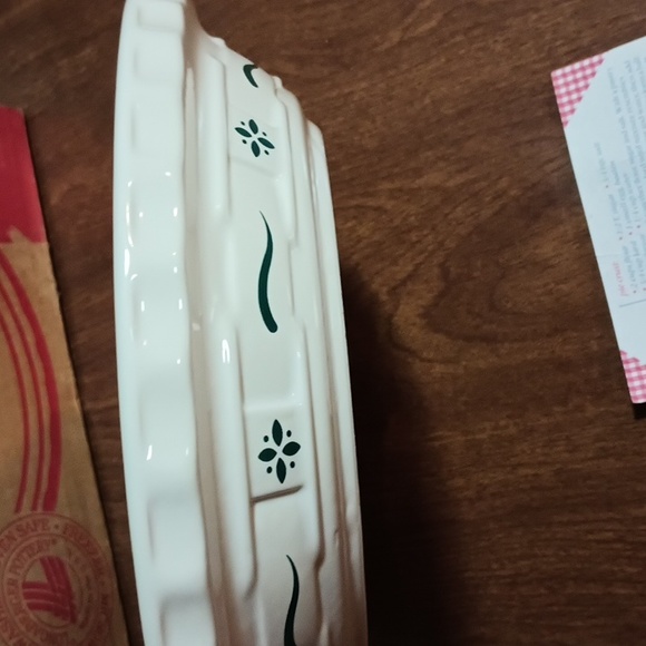 Longaberger Pottery Pie Plate USA Heritage Green NIB - Picture 2 of 8